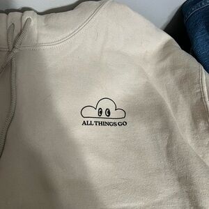 All Things Go Cloud Logo Hoodie - Cream with Black Print